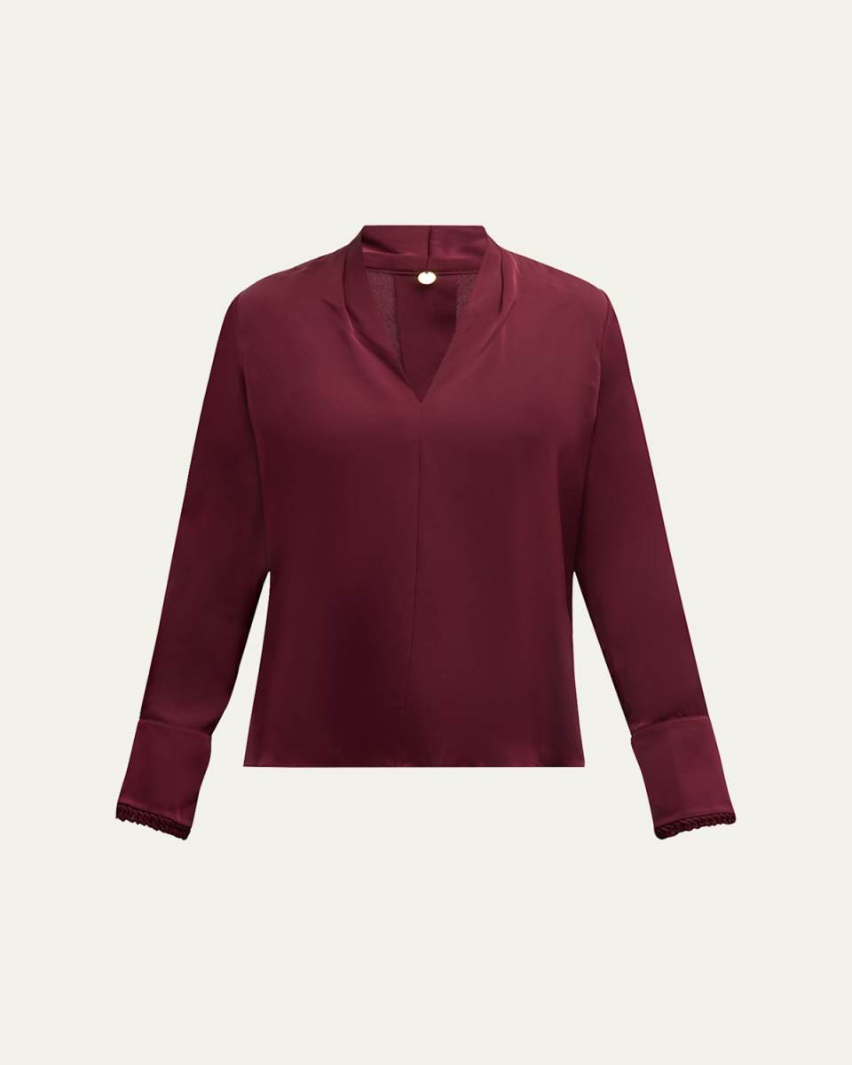 Verily Braided-Trim Silk Blous